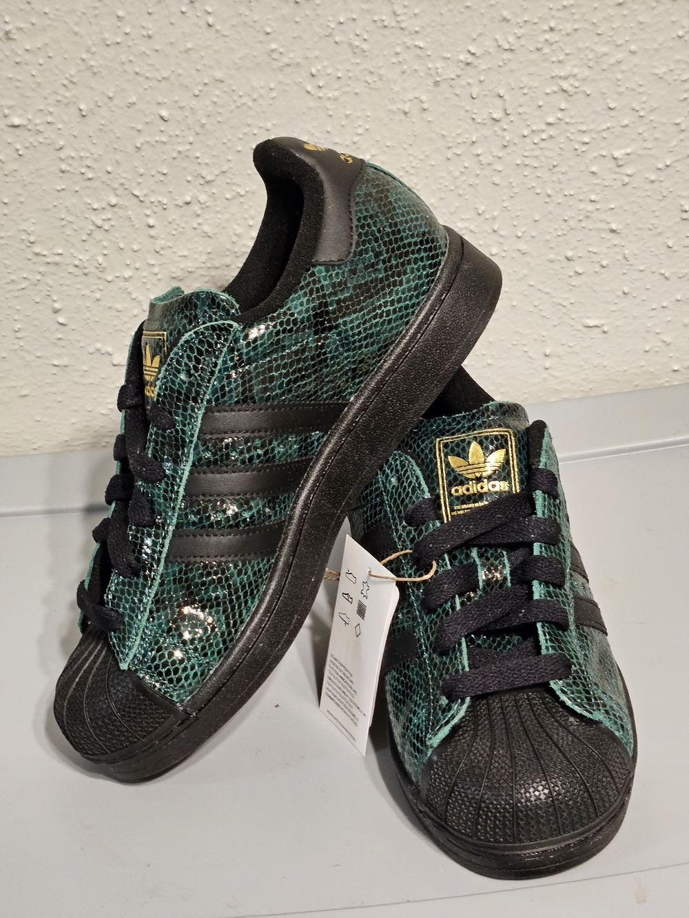 adidas Superstar II Women's Snakeskin Low Top Sneakers Green/Black/Gold JP8159